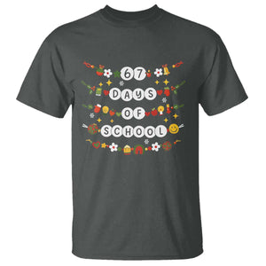 Christmas 67 Days of School T Shirt Bracelets 6 7 Teacher Student Funny Six Seven Meme Slang TS10 Dark Heather Print Your Wear