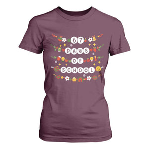Christmas 67 Days of School T Shirt For Women Bracelets 6 7 Teacher Student Funny Six Seven Meme Slang TS10 Maroon Print Your Wear