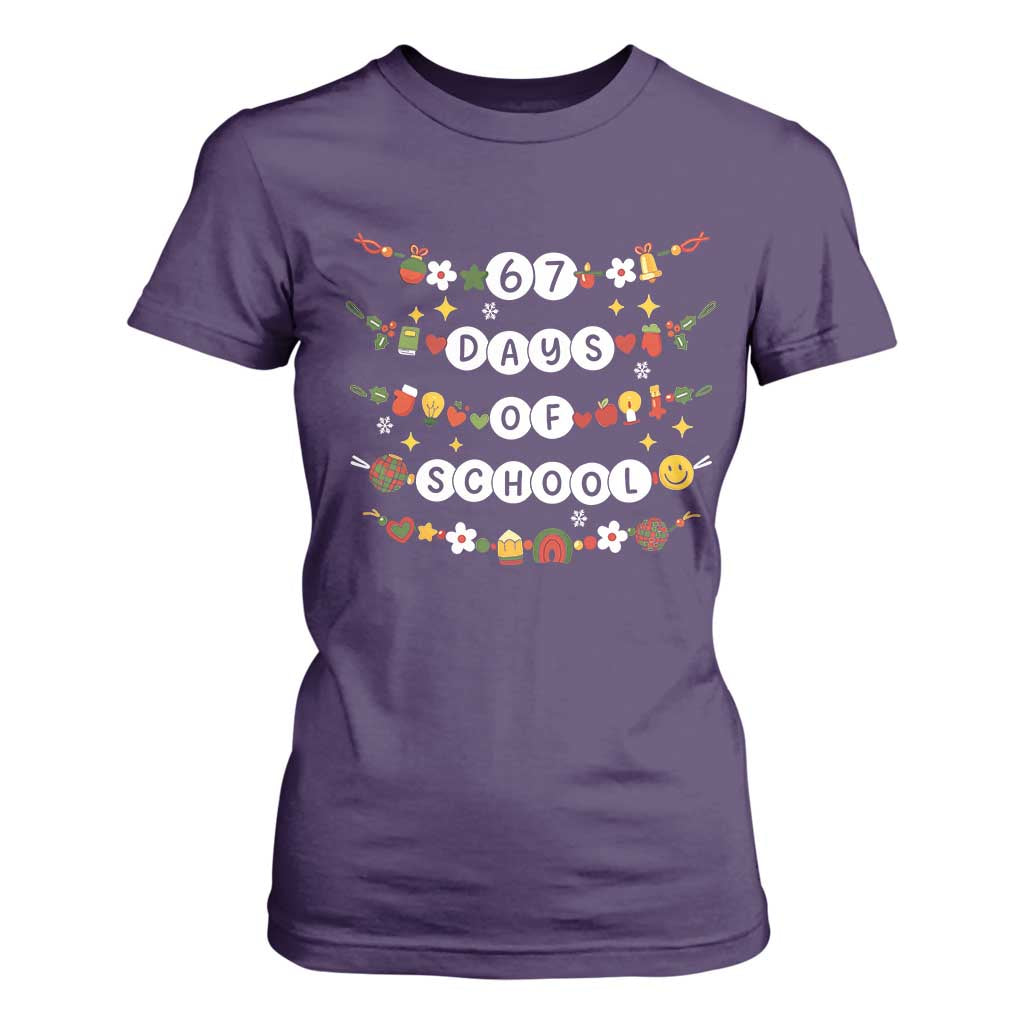 Christmas 67 Days of School T Shirt For Women Bracelets 6 7 Teacher Student Funny Six Seven Meme Slang TS10 Purple Print Your Wear
