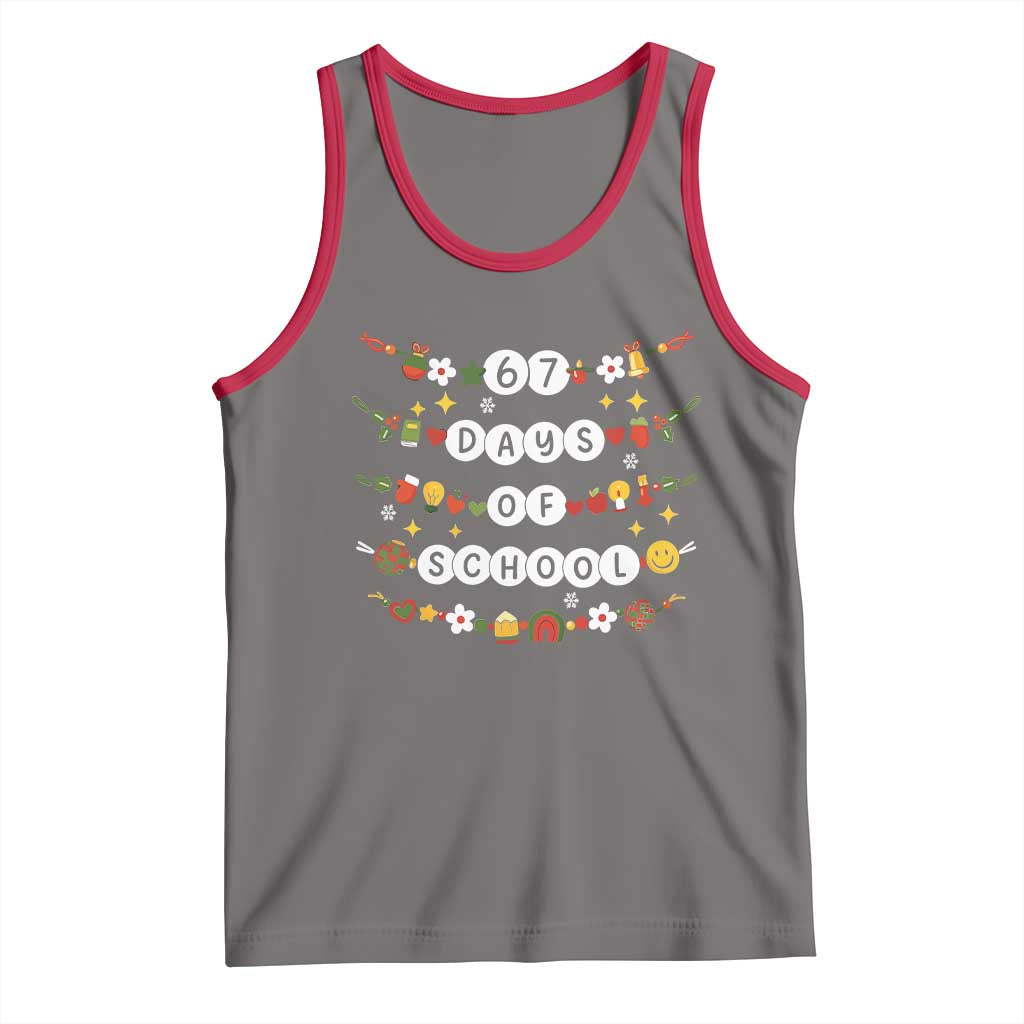 Christmas 67 Days of School Tank Top Bracelets 6 7 Teacher Student Funny Six Seven Meme Slang TS10 Deep Heather Red Print Your Wear