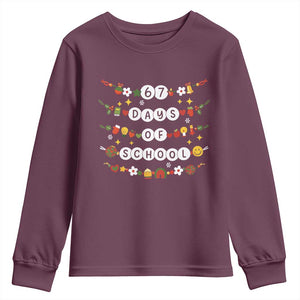 Christmas 67 Days of School Youth Sweatshirt Bracelets 6 7 Teacher Student Funny Six Seven Meme Slang TS10 Maroon Print Your Wear