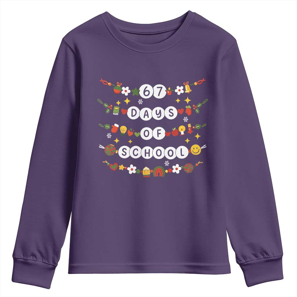 Christmas 67 Days of School Youth Sweatshirt Bracelets 6 7 Teacher Student Funny Six Seven Meme Slang TS10 Purple Print Your Wear
