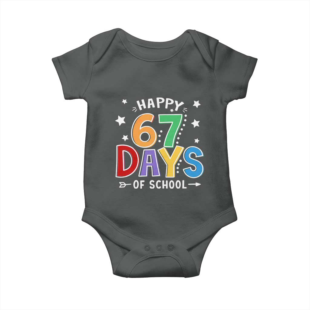 67 Days of School Baby Onesie Funny Meme Teacher Student 67th Day TS10 Dark Heather Print Your Wear
