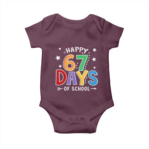 67 Days of School Baby Onesie Funny Meme Teacher Student 67th Day TS10 Maroon Print Your Wear