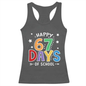 67 Days of School Racerback Tank Top Funny Meme Teacher Student 67th Day TS10 Dark Heather Print Your Wear