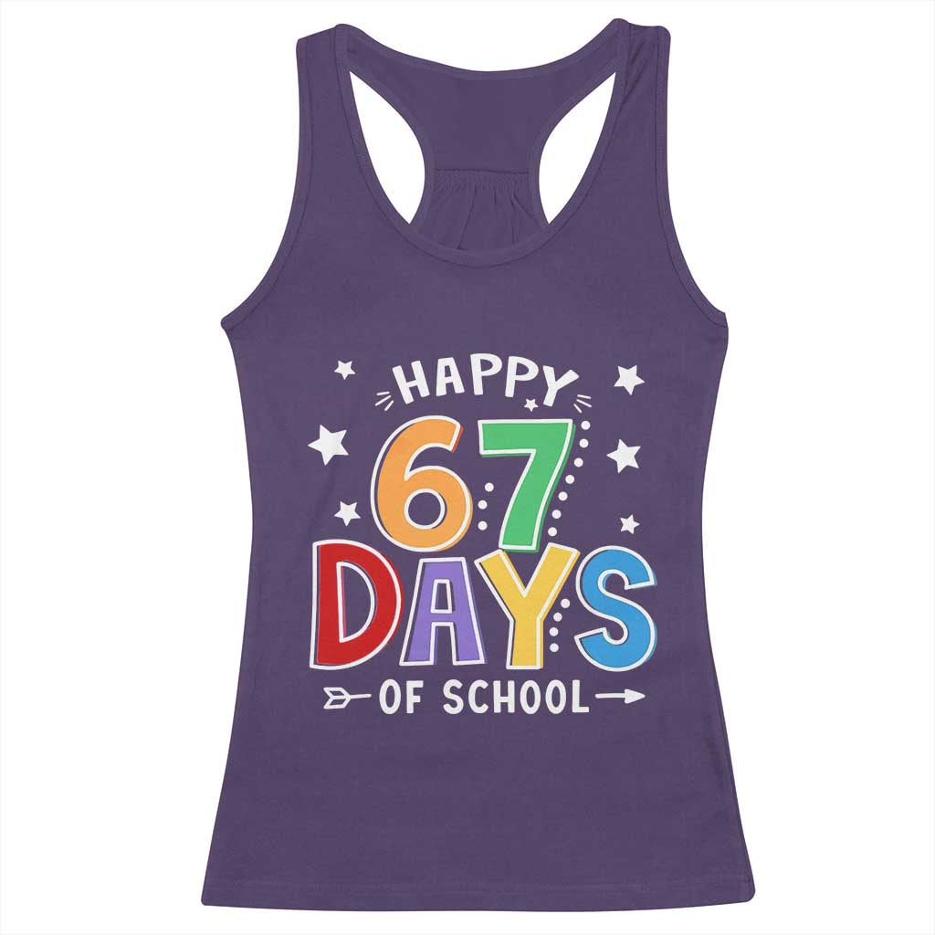 67 Days of School Racerback Tank Top Funny Meme Teacher Student 67th Day TS10 Purple Print Your Wear