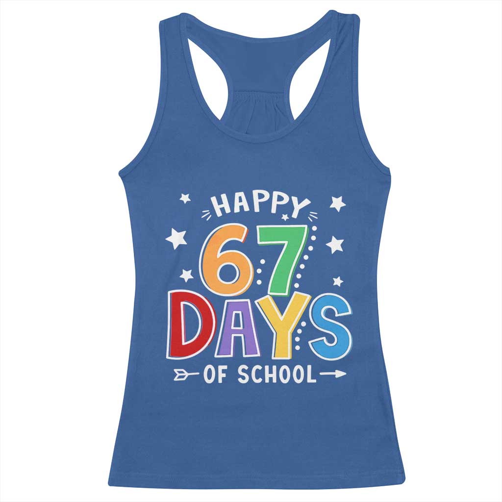 67 Days of School Racerback Tank Top Funny Meme Teacher Student 67th Day TS10 Royal Blue Print Your Wear