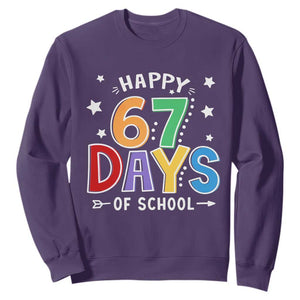 67 Days of School Sweatshirt Funny Meme Teacher Student 67th Day TS10 Purple Print Your Wear