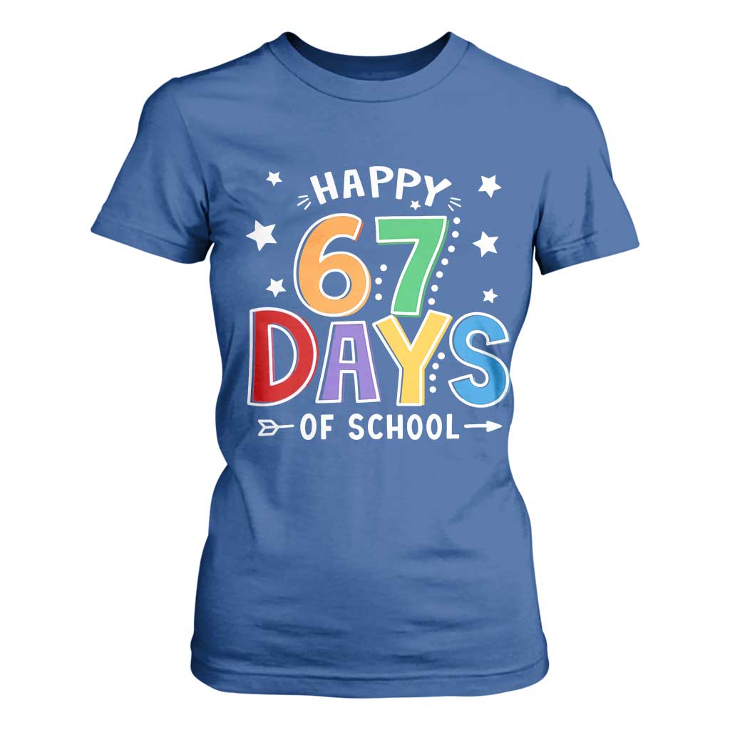 67 Days of School T Shirt For Women Funny Meme Teacher Student 67th Day TS10 Royal Blue Print Your Wear