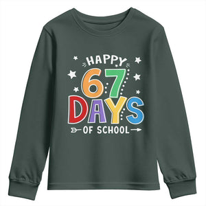 67 Days of School Youth Sweatshirt Funny Meme Teacher Student 67th Day TS10 Dark Forest Green Print Your Wear