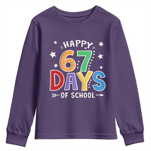 67 Days of School Youth Sweatshirt Funny Meme Teacher Student 67th Day TS10 Purple Print Your Wear
