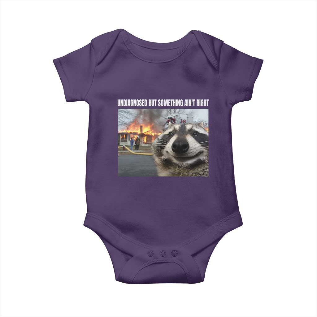 Raccoon Meme Baby Onesie Undiagnosed But Something Aint Right TS10 Purple Print Your Wear