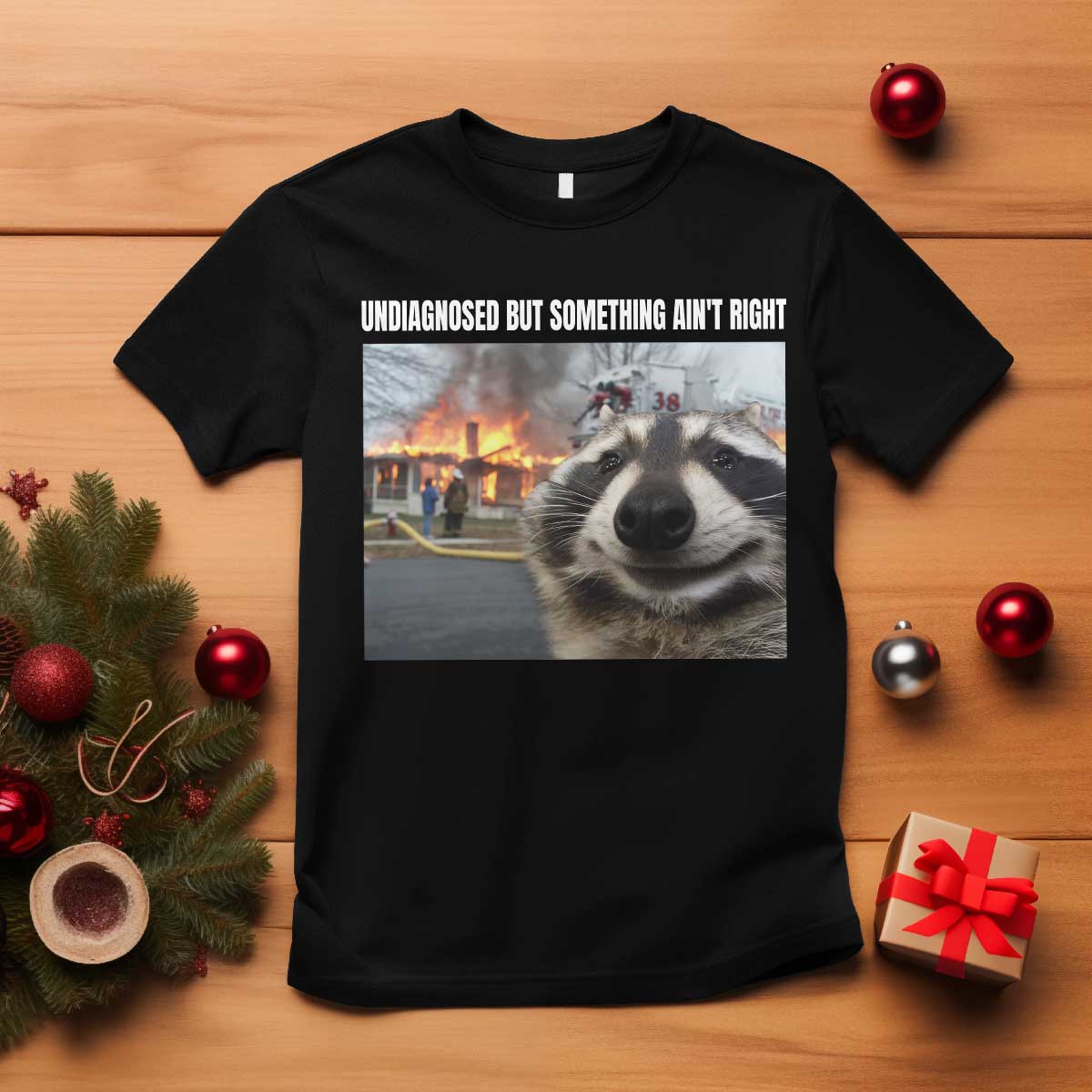 Raccoon Meme T Shirt Undiagnosed But Something Aint Right TS10 Black Print Your Wear