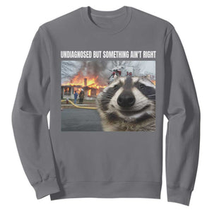 Raccoon Meme Sweatshirt Undiagnosed But Something Aint Right TS10 Charcoal Print Your Wear