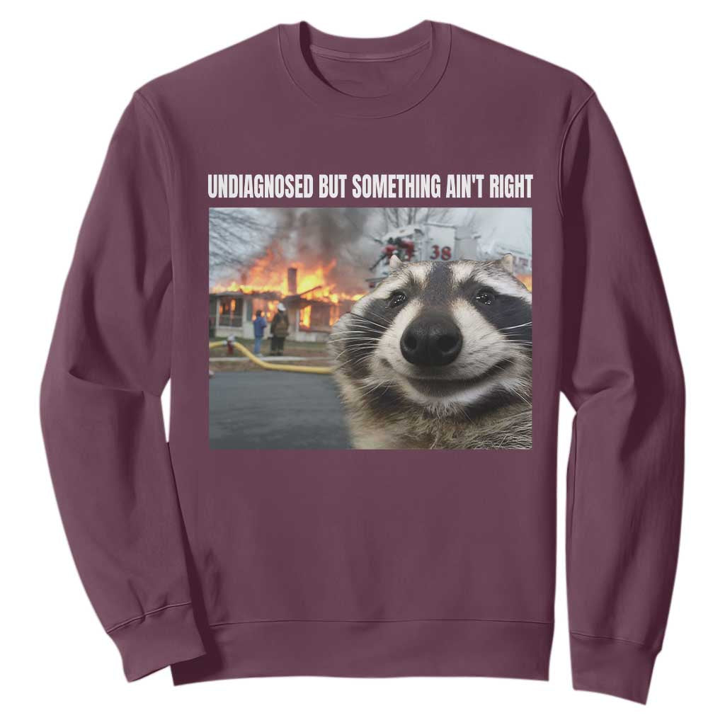 Raccoon Meme Sweatshirt Undiagnosed But Something Aint Right TS10 Maroon Print Your Wear