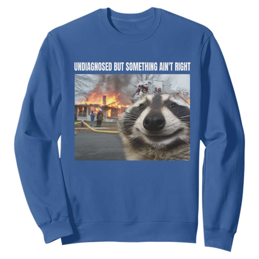 Raccoon Meme Sweatshirt Undiagnosed But Something Aint Right TS10 Royal Blue Print Your Wear