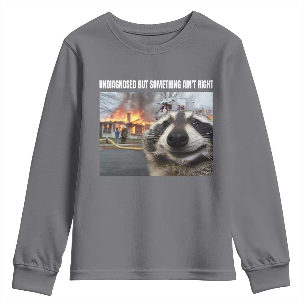 Raccoon Meme Youth Sweatshirt Undiagnosed But Something Aint Right TS10 Charcoal Print Your Wear