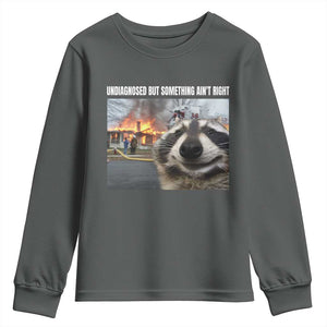 Raccoon Meme Youth Sweatshirt Undiagnosed But Something Aint Right TS10 Dark Heather Print Your Wear