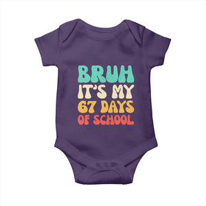 Bruh 67 Days Of School Baby Onesie Funny Six Seven Meme Teacher Student 67th Day TS10 Purple Print Your Wear