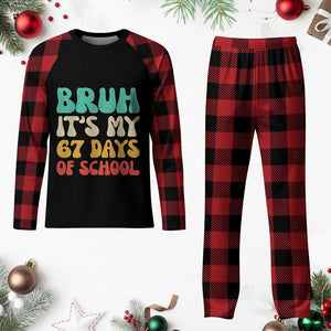 Bruh 67 Days Of School Plaid Pajama Set Funny Six Seven Meme Teacher Student 67th Day TS10 Buffalo Plaid Print Your Wear