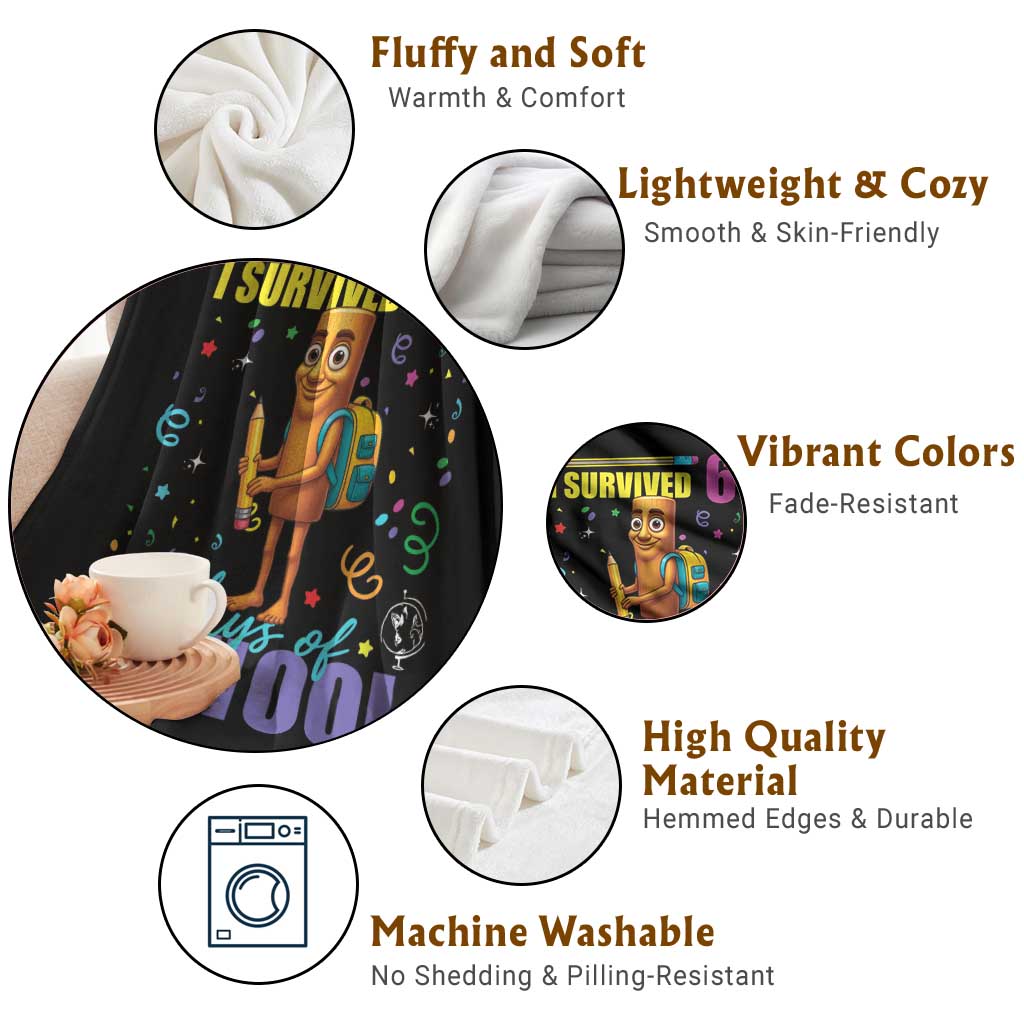 Tung Tung Tung Sahur I Survived 67 Days of School Throw Blanket Funny Six Seven 6 7 Meme Teacher Student TS10 Print Your Wear