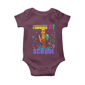 Tung Tung Tung Sahur I Survived 67 Days of School Baby Onesie Funny Six Seven 6 7 Meme Teacher Student TS10 Maroon Print Your Wear