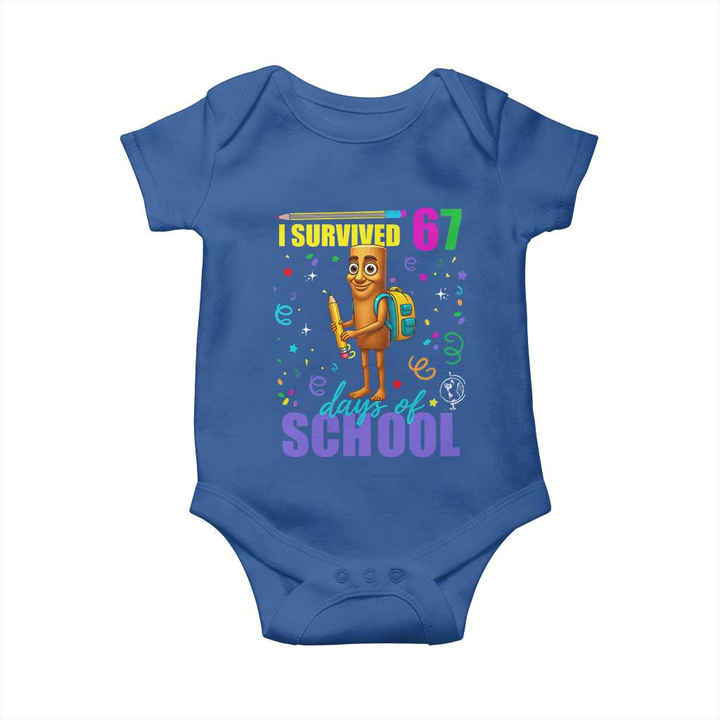 Tung Tung Tung Sahur I Survived 67 Days of School Baby Onesie Funny Six Seven 6 7 Meme Teacher Student TS10 Royal Blue Print Your Wear