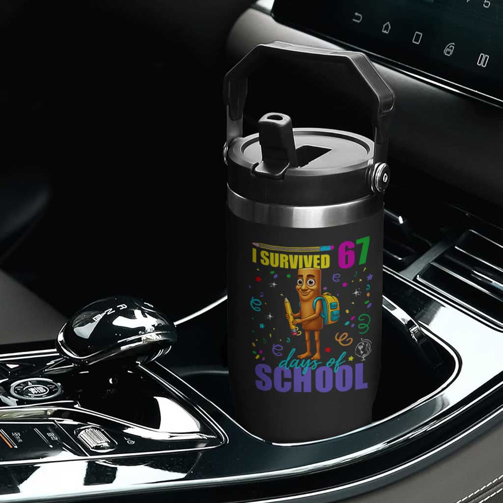 Tung Tung Tung Sahur I Survived 67 Days of School Flip Straw Tumbler Funny Six Seven 6 7 Meme Teacher Student TS10 Print Your Wear