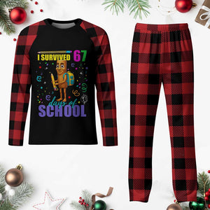 Tung Tung Tung Sahur I Survived 67 Days of School Plaid Pajama Set Funny Six Seven 6 7 Meme Teacher Student TS10 Buffalo Plaid Print Your Wear