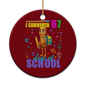 Tung Tung Tung Sahur I Survived 67 Days of School Ceramic Ornament Funny Six Seven 6 7 Meme Teacher Student TS10 1pc Red Print Your Wear