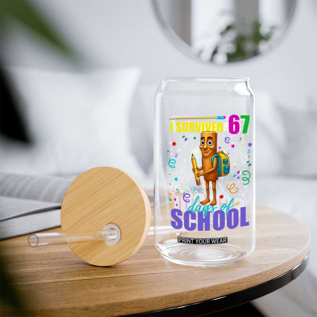 Tung Tung Tung Sahur I Survived 67 Days of School Glass Can Funny Six Seven 6 7 Meme Teacher Student TS10 Print Your Wear