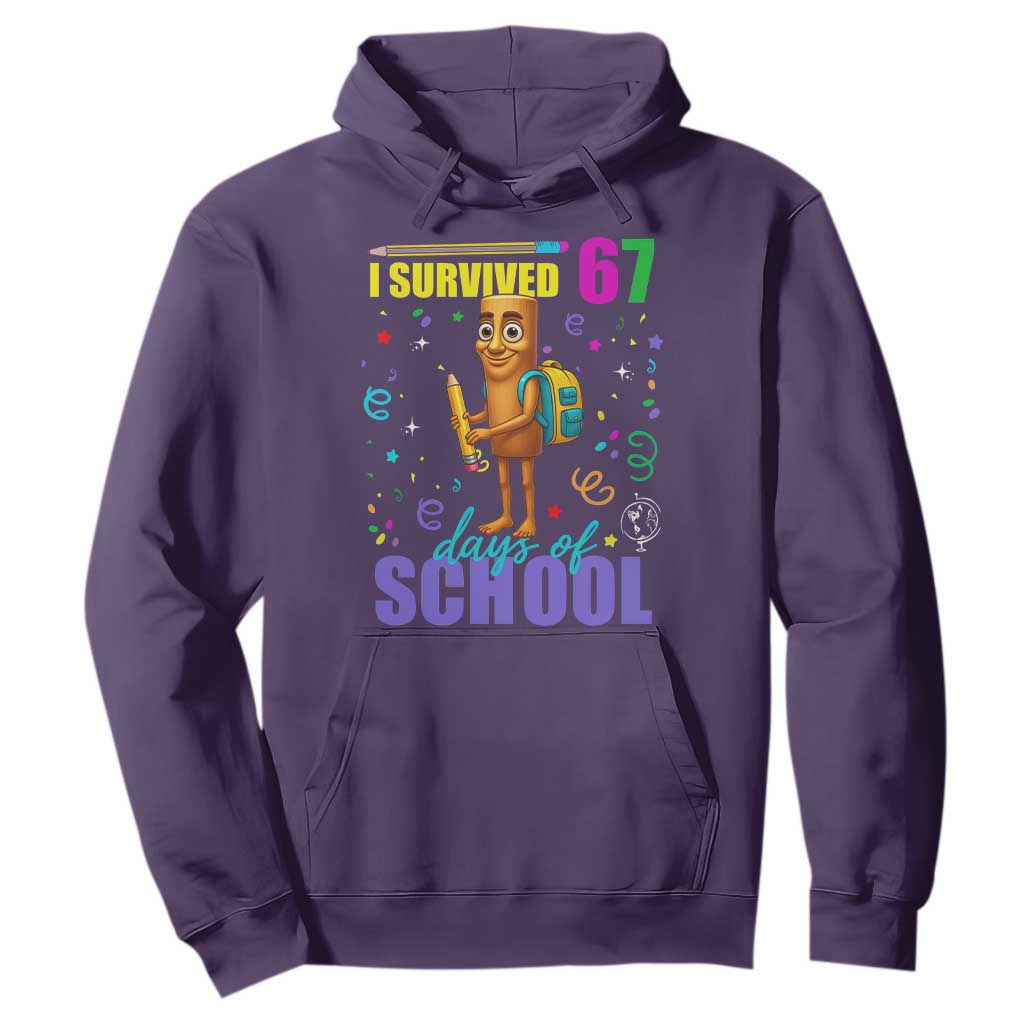 Tung Tung Tung Sahur I Survived 67 Days of School Hoodie Funny Six Seven 6 7 Meme Teacher Student TS10 Purple Print Your Wear