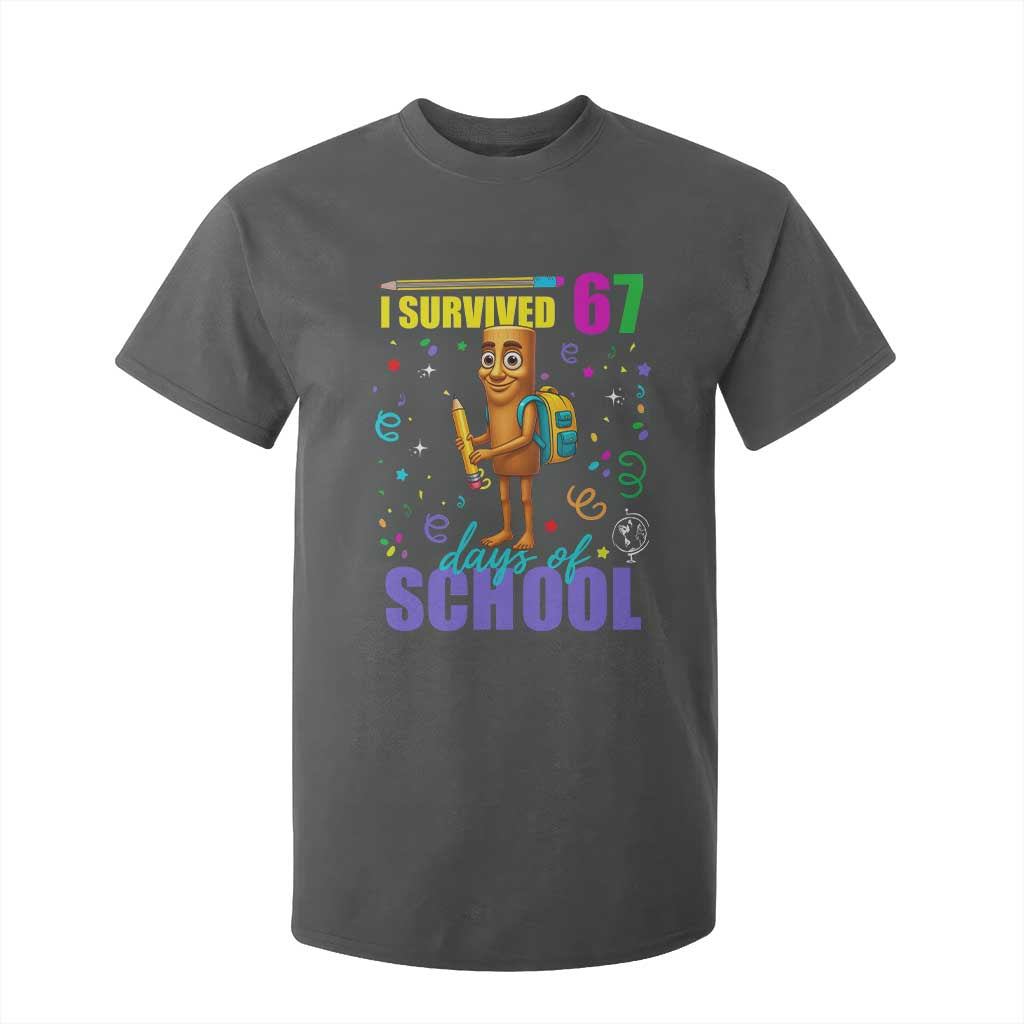 Tung Tung Tung Sahur I Survived 67 Days of School T Shirt For Kid Funny Six Seven 6 7 Meme Teacher Student TS10 Dark Heather Print Your Wear