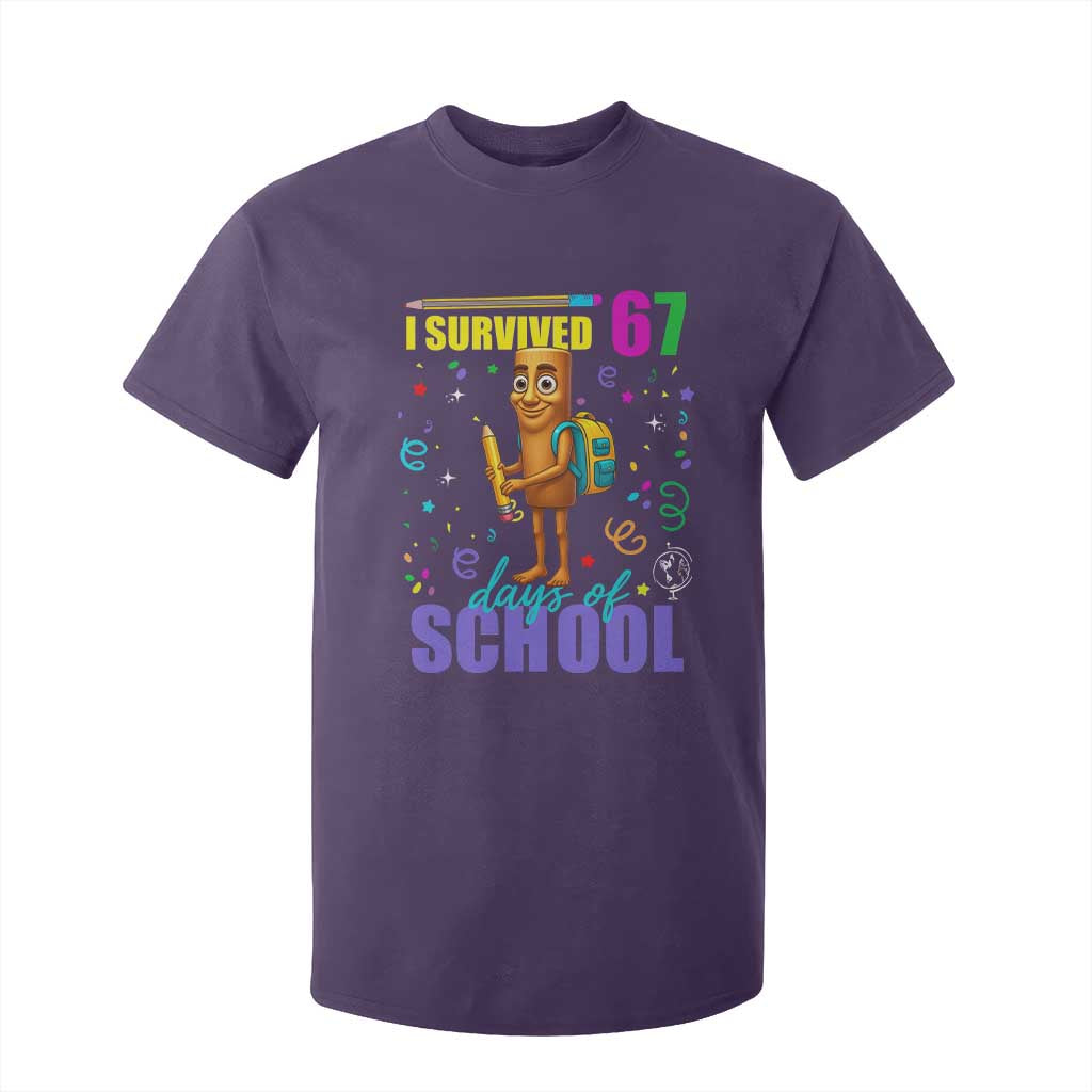 Tung Tung Tung Sahur I Survived 67 Days of School T Shirt For Kid Funny Six Seven 6 7 Meme Teacher Student TS10 Purple Print Your Wear