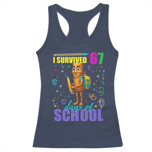 Tung Tung Tung Sahur I Survived 67 Days of School Racerback Tank Top Funny Six Seven 6 7 Meme Teacher Student TS10 Navy Print Your Wear