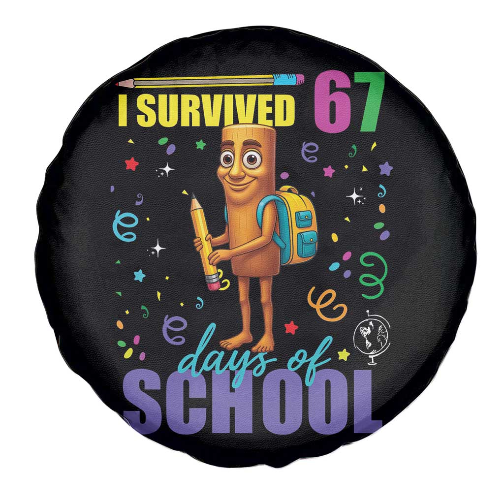 Tung Tung Tung Sahur I Survived 67 Days of School Spare Tire Cover Funny Six Seven 6 7 Meme Teacher Student TS10 Print Your Wear