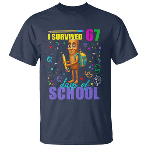 Tung Tung Tung Sahur I Survived 67 Days of School T Shirt Funny Six Seven 6 7 Meme Teacher Student TS10 Navy Print Your Wear