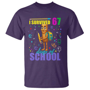Tung Tung Tung Sahur I Survived 67 Days of School T Shirt Funny Six Seven 6 7 Meme Teacher Student TS10 Purple Print Your Wear