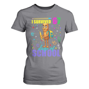 Tung Tung Tung Sahur I Survived 67 Days of School T Shirt For Women Funny Six Seven 6 7 Meme Teacher Student TS10 Charcoal Print Your Wear
