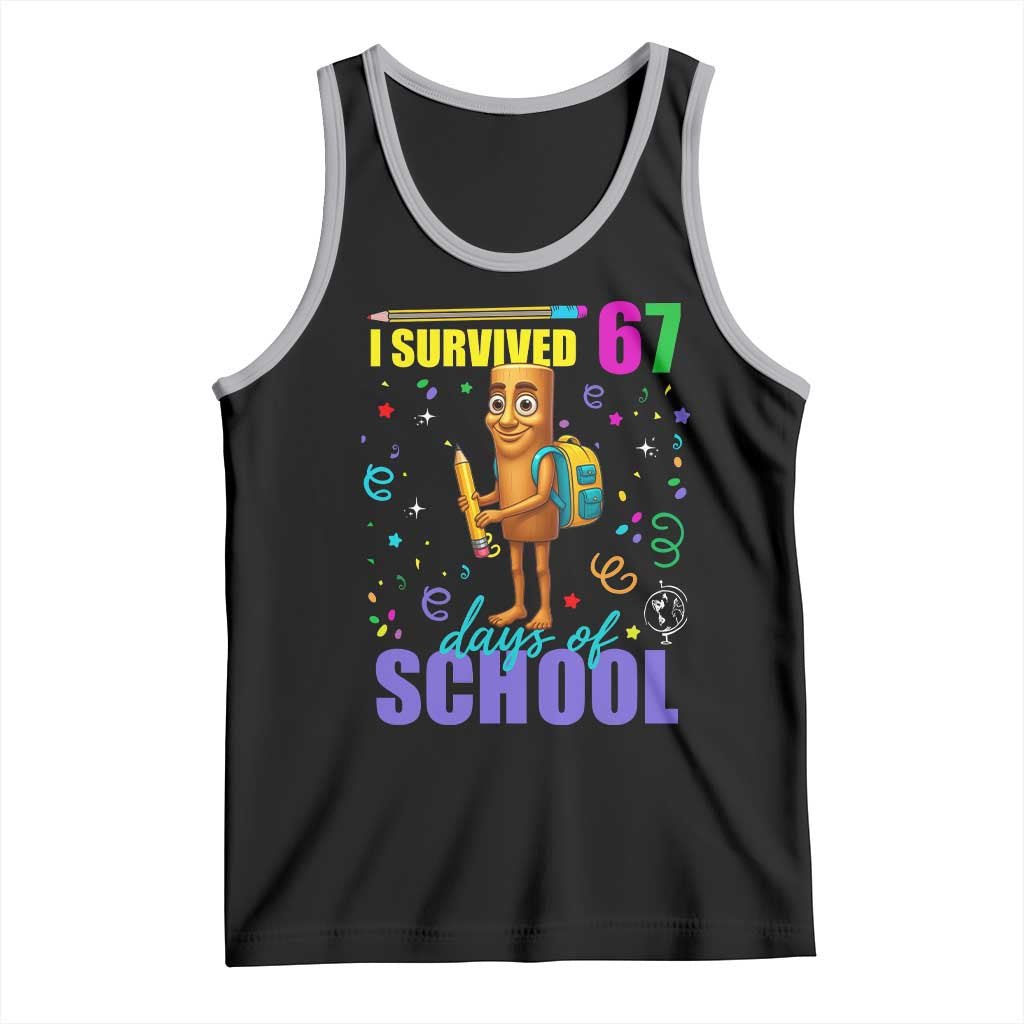 Tung Tung Tung Sahur I Survived 67 Days of School Tank Top Funny Six Seven 6 7 Meme Teacher Student TS10 Black Athletic Heather Print Your Wear