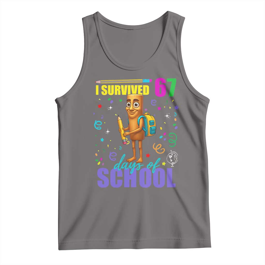 Tung Tung Tung Sahur I Survived 67 Days of School Tank Top Funny Six Seven 6 7 Meme Teacher Student TS10 Deep Heather Print Your Wear