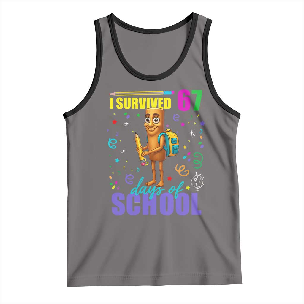 Tung Tung Tung Sahur I Survived 67 Days of School Tank Top Funny Six Seven 6 7 Meme Teacher Student TS10 Deep Heather Black Print Your Wear