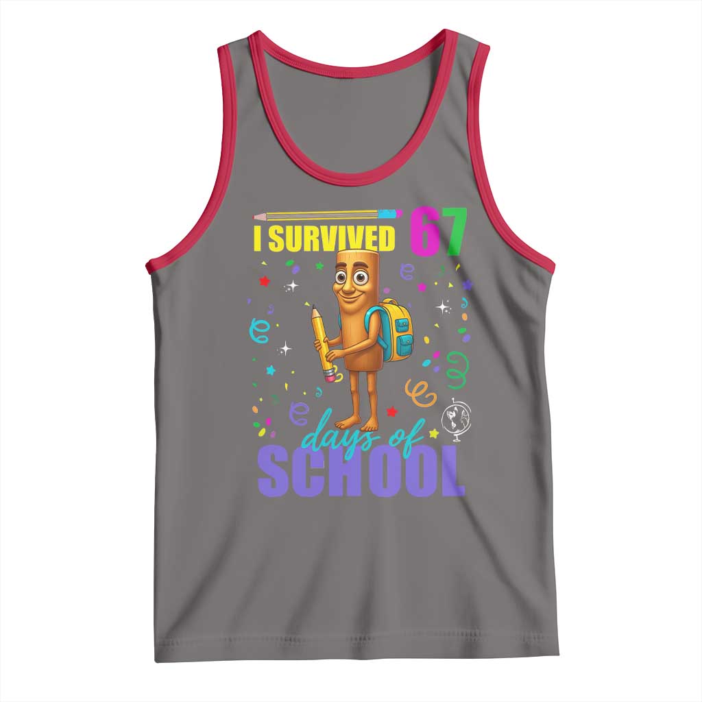Tung Tung Tung Sahur I Survived 67 Days of School Tank Top Funny Six Seven 6 7 Meme Teacher Student TS10 Deep Heather Red Print Your Wear