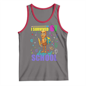 Tung Tung Tung Sahur I Survived 67 Days of School Tank Top Funny Six Seven 6 7 Meme Teacher Student TS10 Deep Heather Red Print Your Wear