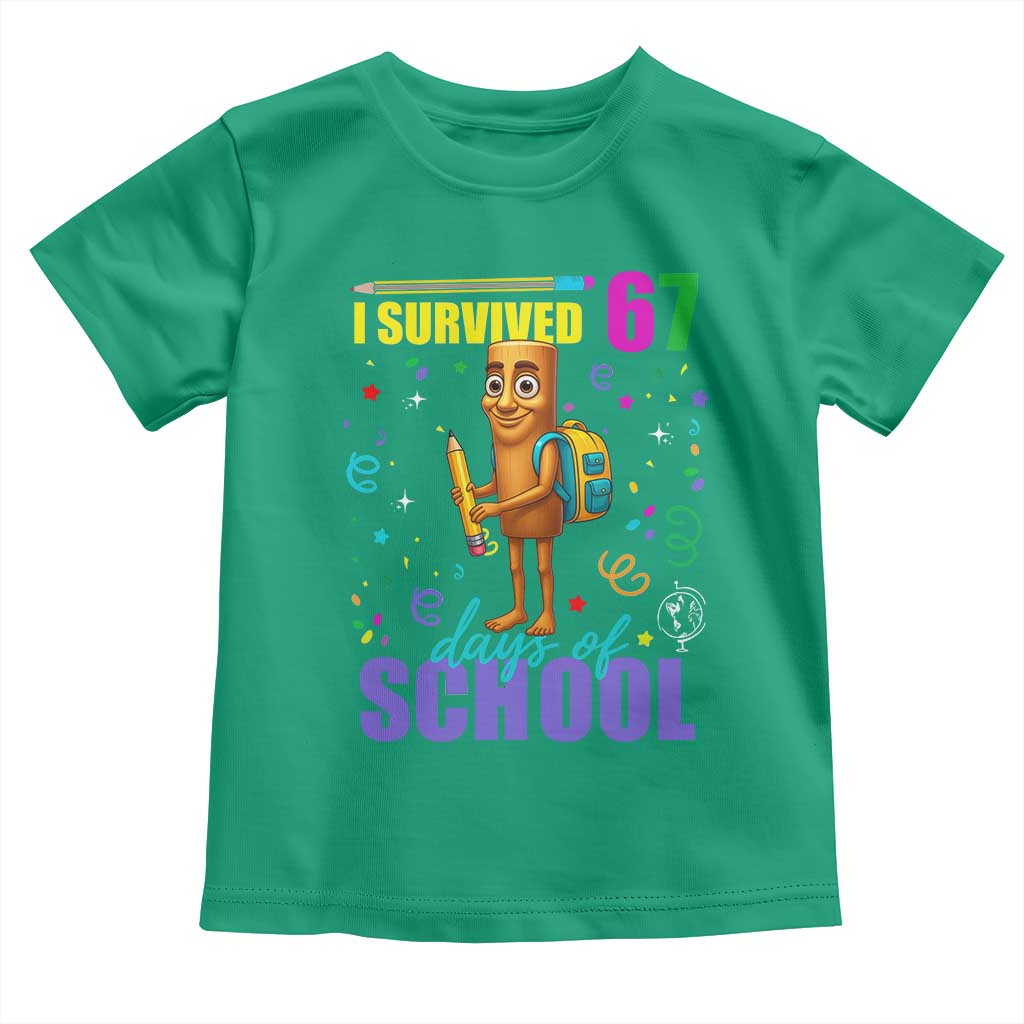 Tung Tung Tung Sahur I Survived 67 Days of School Toddler T Shirt Funny Six Seven 6 7 Meme Teacher Student TS10 Irish Green Print Your Wear