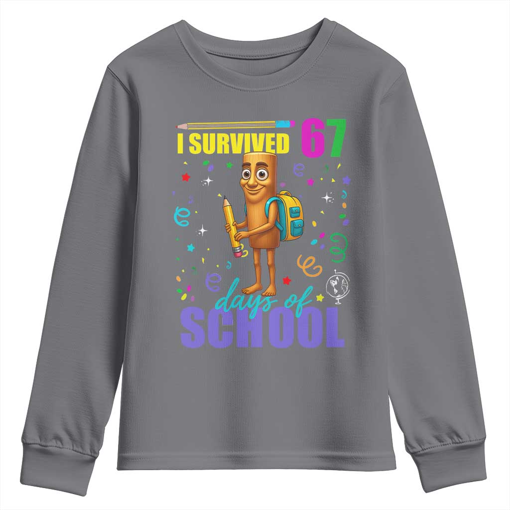 Tung Tung Tung Sahur I Survived 67 Days of School Youth Sweatshirt Funny Six Seven 6 7 Meme Teacher Student TS10 Charcoal Print Your Wear