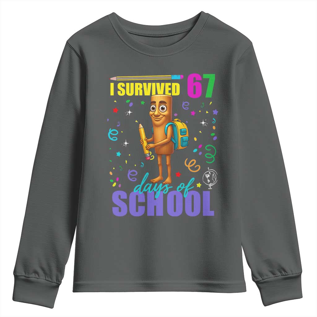 Tung Tung Tung Sahur I Survived 67 Days of School Youth Sweatshirt Funny Six Seven 6 7 Meme Teacher Student TS10 Dark Heather Print Your Wear