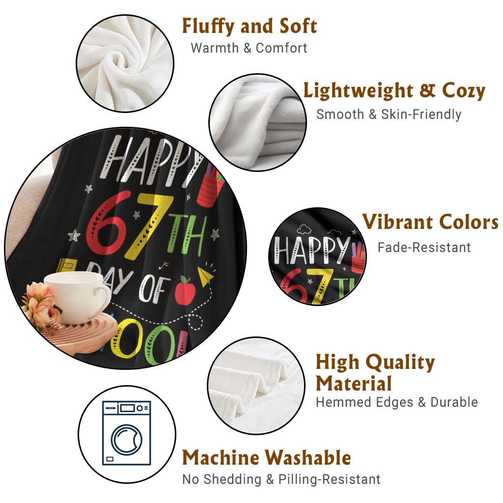 67 Days of School Throw Blanket Happy 67th Day Of School Teachers Student Meme TS10 Print Your Wear