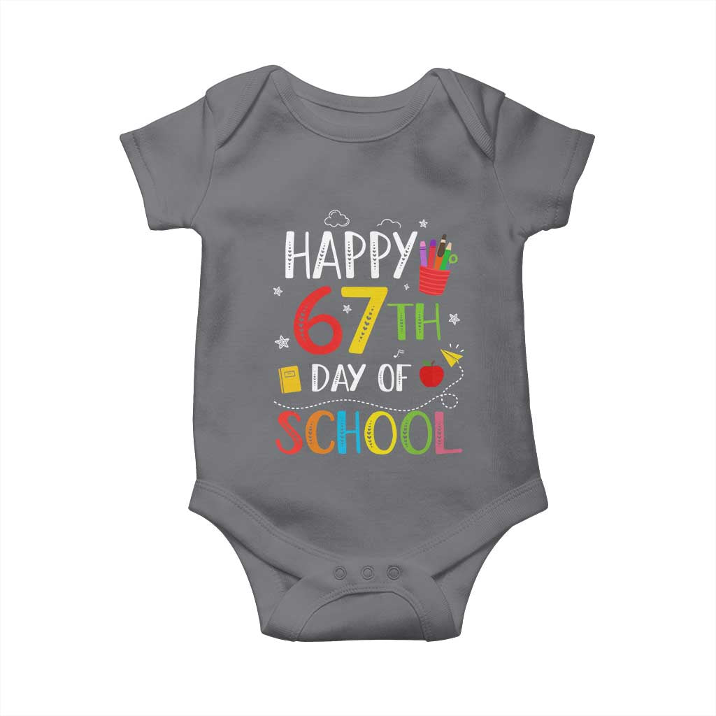 67 Days of School Baby Onesie Happy 67th Day Of School Teachers Student Meme TS10 Charcoal Print Your Wear
