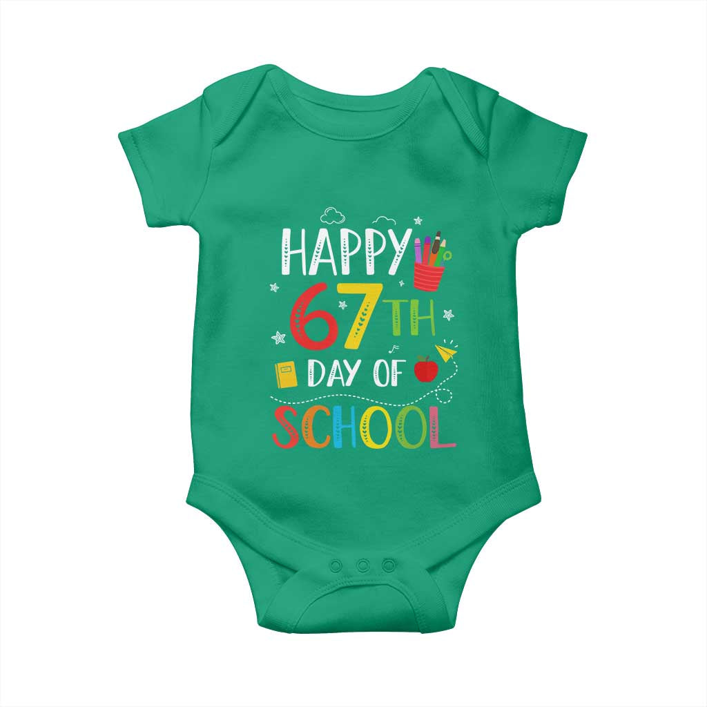67 Days of School Baby Onesie Happy 67th Day Of School Teachers Student Meme TS10 Irish Green Print Your Wear
